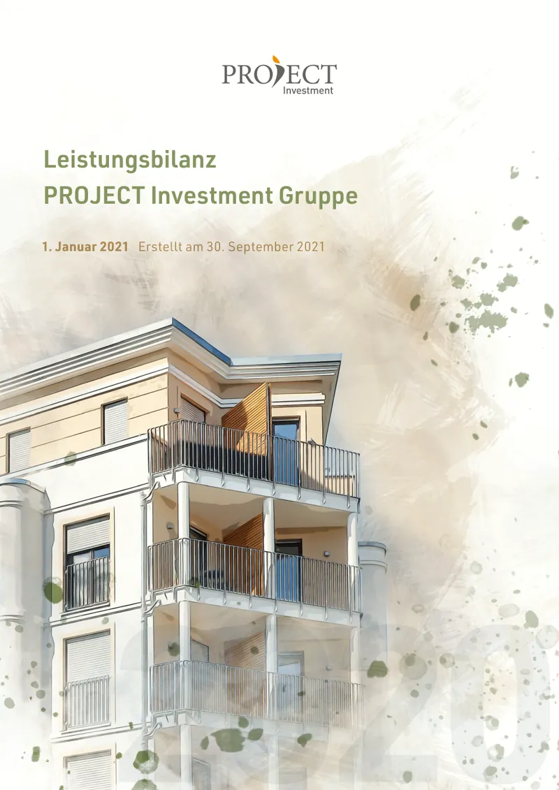Titel der Leistungsbilanz 2020 mit gezeichnetem Wohnhaus