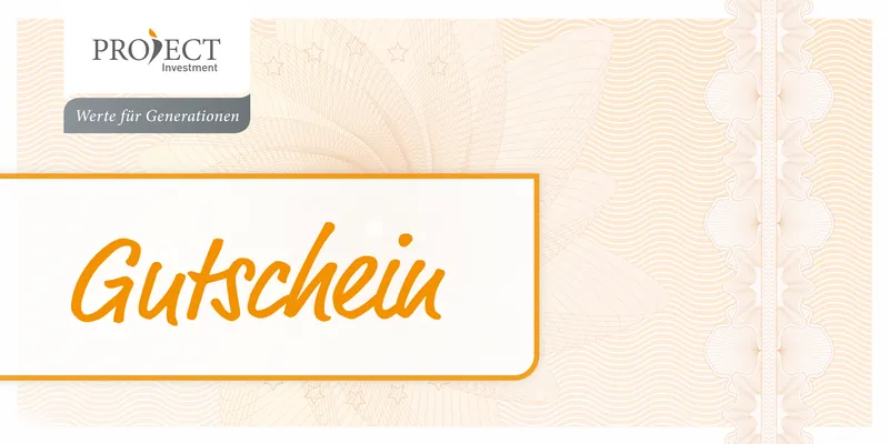 Gutschein mit orangem Rahmen