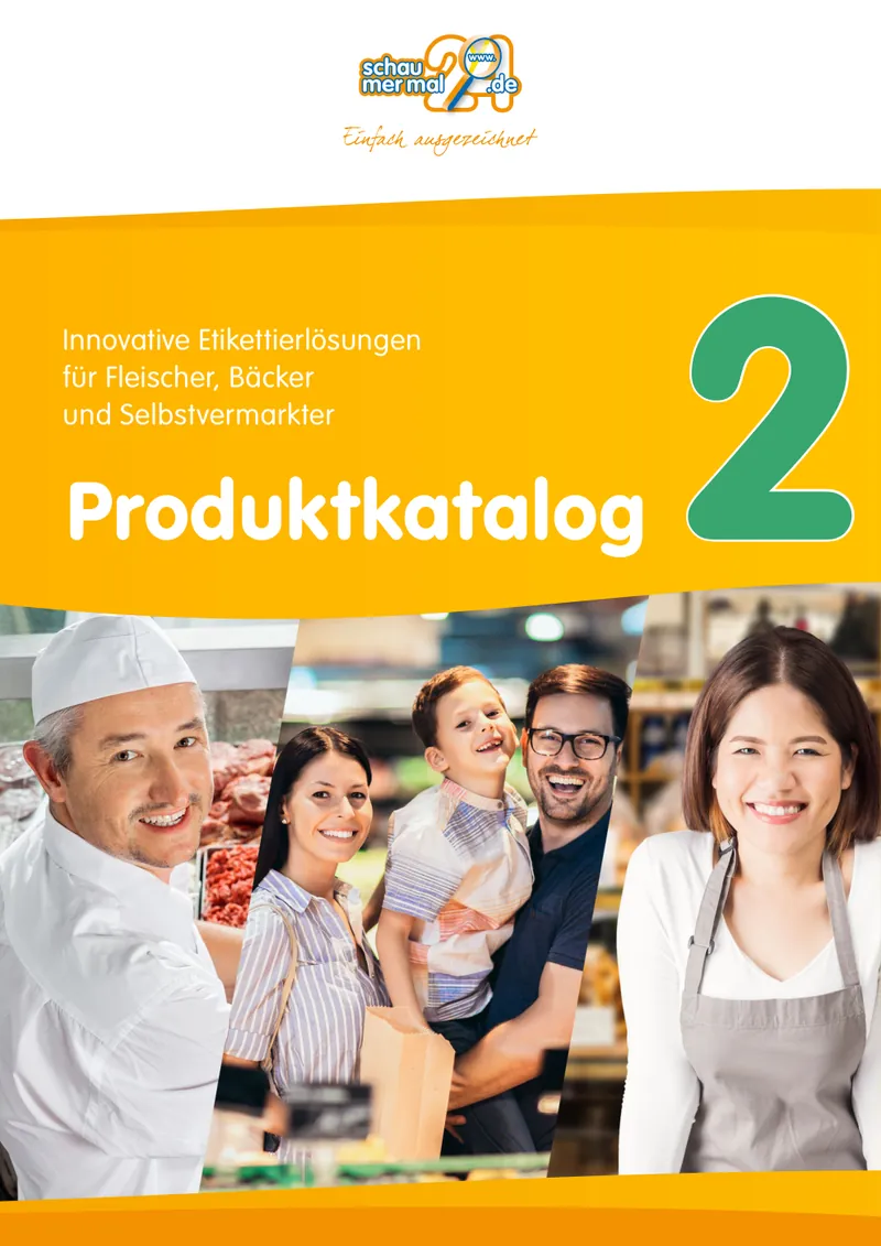 Titel des Produktkatalogs Nr. 2 mit Menschen an der Theke